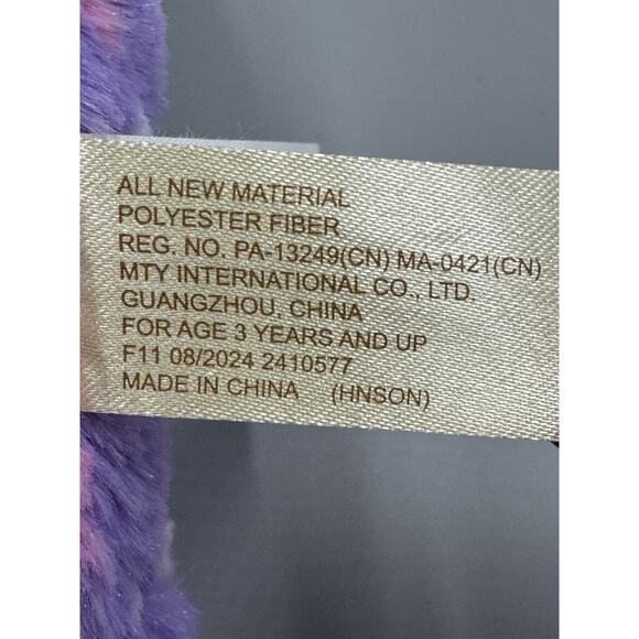 MTY International Purple Teddy Bear W/ Hearts Plush Stuffed Animal 7” - Picture 7 of 8